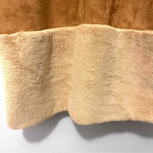 Zara brown suede & faux fur snap up button coat - Picture 11 of 16